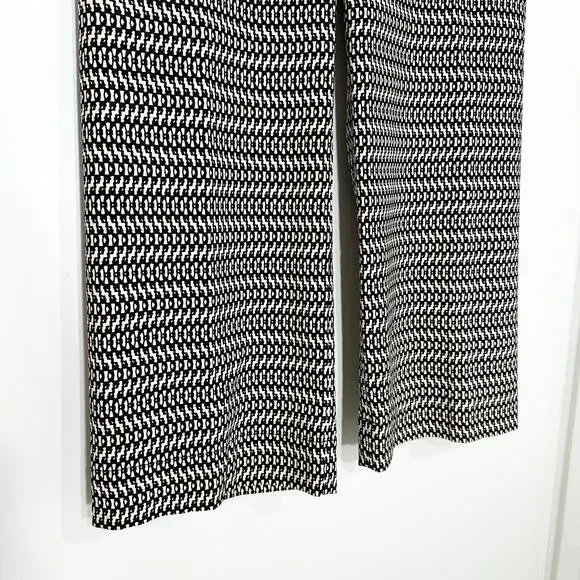 Anthropologie Maeve Colette Cropped Wide Leg Pants | Black White Print | SZ 33T - Picture 7 of 13